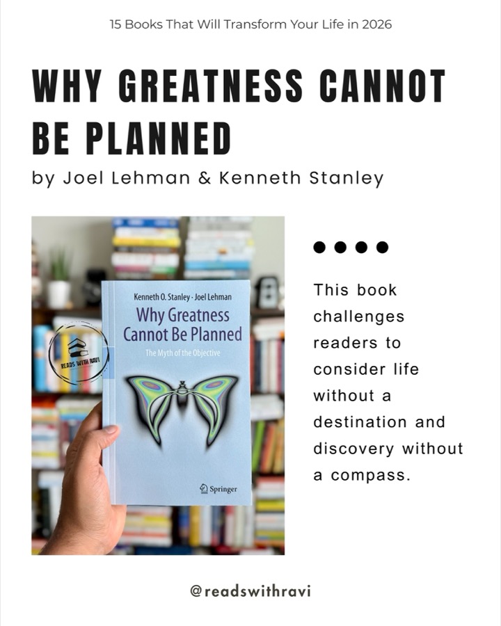 슬라이드 5: Why Greatness Cannot Be Planned — Joel Lehman & Kenneth Stanley 책 카드