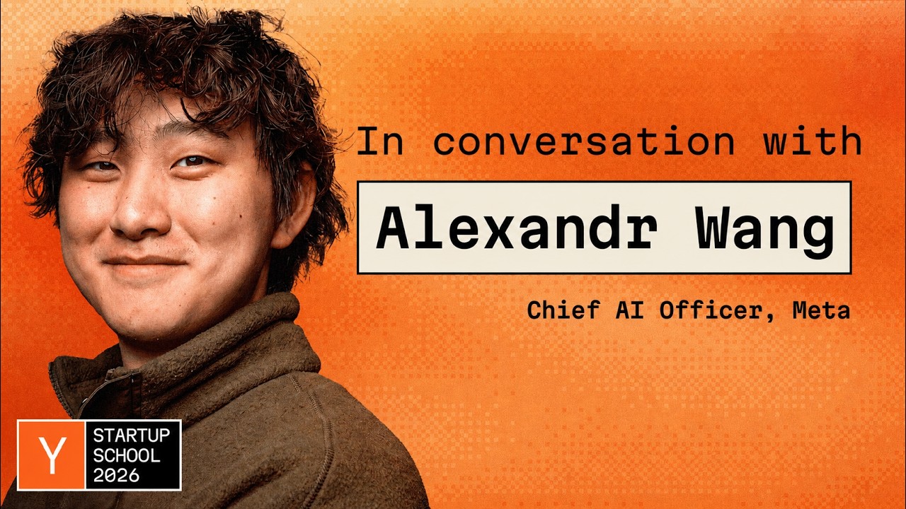 Startup School 2026 무대에서 대담 중인 Alexandr Wang과 Garry Tan