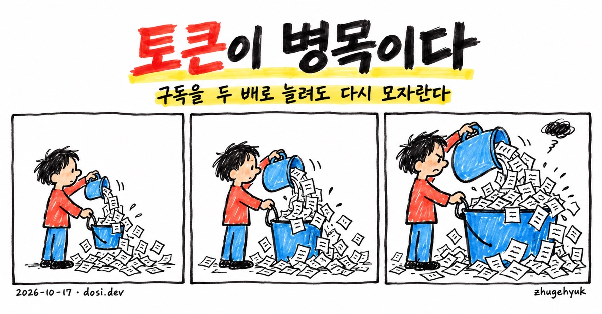 토큰이 병목이다 — 구독을 두 배로 늘려도 다시 모자란다
