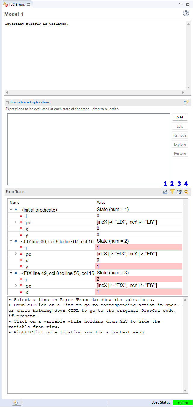 툴박스 화면: error trace annotated
